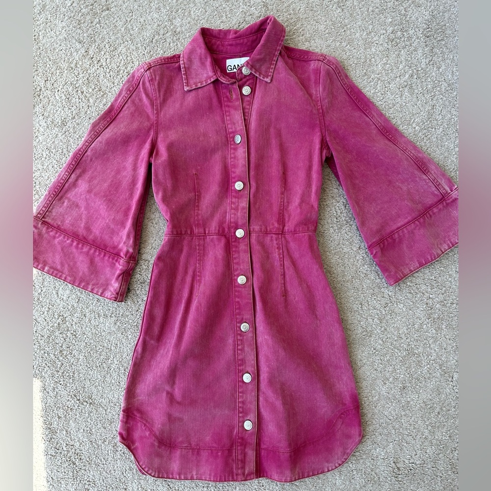 Ganni hot pink dress